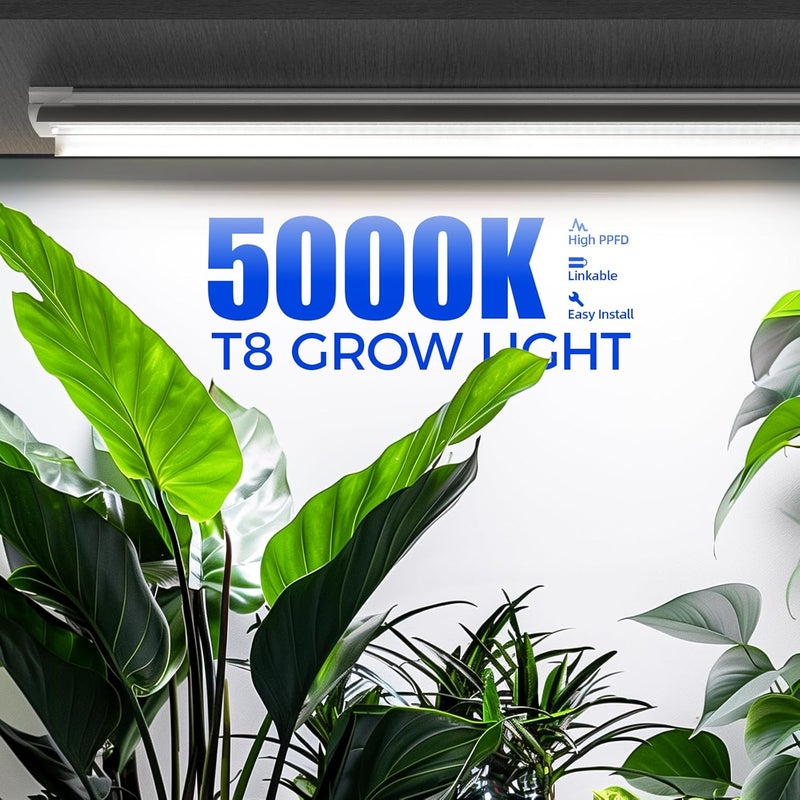 Barrina Plant Grow Lights, 4FT 5000K Full Spectrum Daylight White, 252W(6 x 42W, 1400W Equivalent), T8 LED Grow Light Strips, Growing Lamp Fixture, Plant Lights for Indoor Plants, Greenhouse, 6-Pack - Image 2